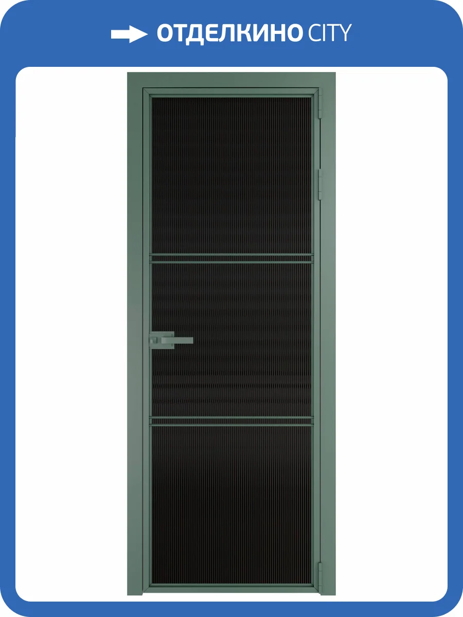 Межкомнатная дверь Profil Doors 3 AX цвет профиля Зеленый воск, стекло безопасное 6 мм мору черный 800x2000 фото 2
