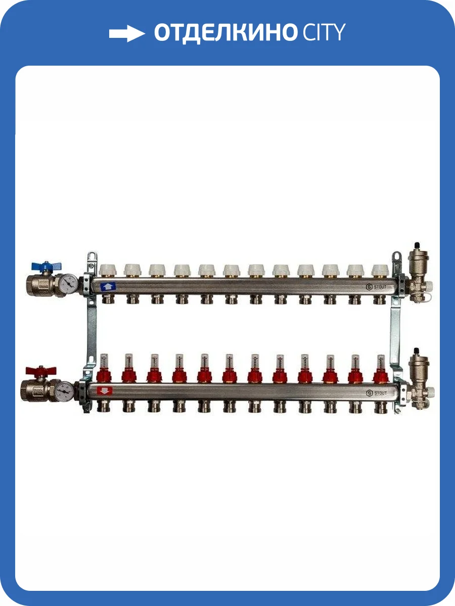 Коллектор Stout из нержавеющей стали в сборе с расходомерами 1/3/4x12, SMS 0907 000012 фото 6