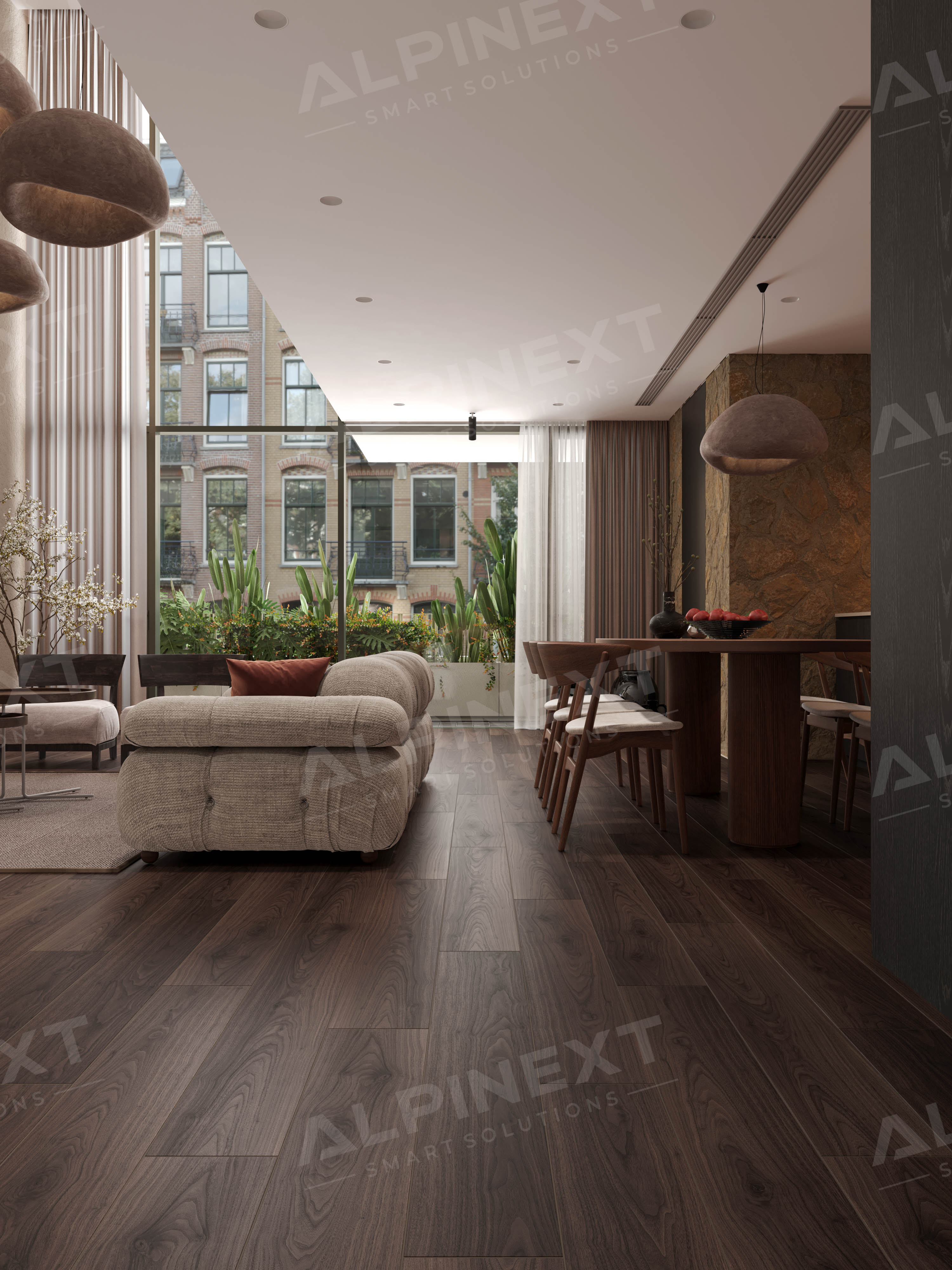 Ламинат Alpinext Quick Style 8/33 4V LF601-08 Дуб темный коричневый 1218x198 фото 3