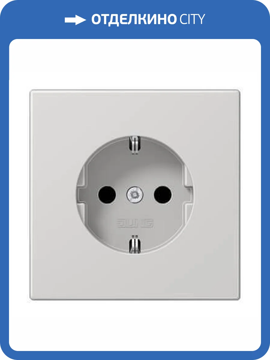 Розетка с заземлением с защитными шторками безвинтовой зажим Jung LS 990 светло-серая LS1520KILG фото 2
