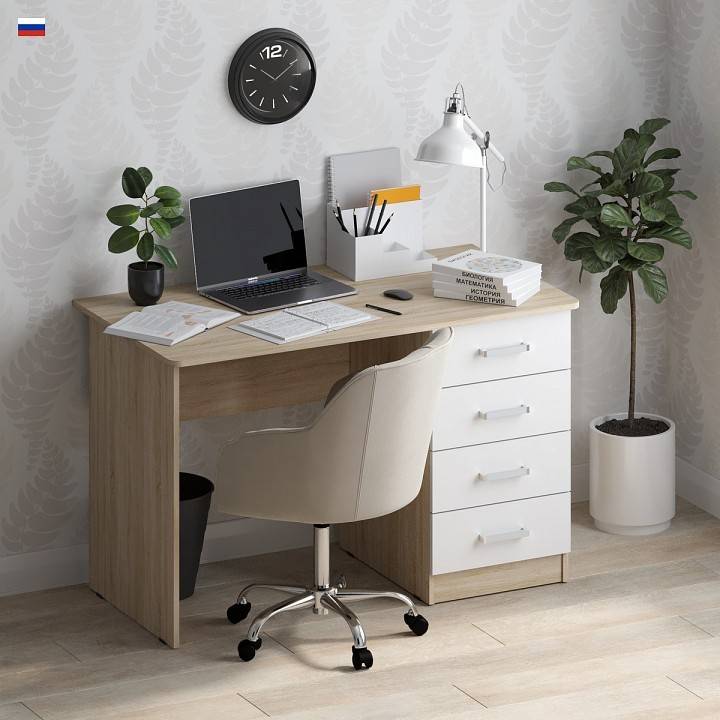 Стол письменный МФ Jazz СП 4СБ СП-4СБ Дуб сонома Белый фото 2