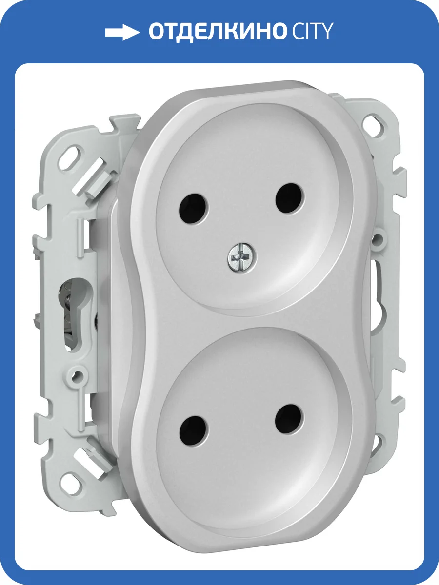 Розетка 2-местная IEK Flite FI-R20-10-1-K47 алюминий фото 3