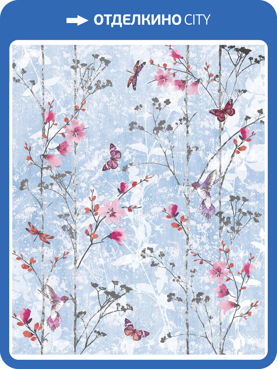 Бесшовные Eco обои Ortograf Flora 31122 Sugar Tree baby blue Ворс+ ОЕ+ фото 2