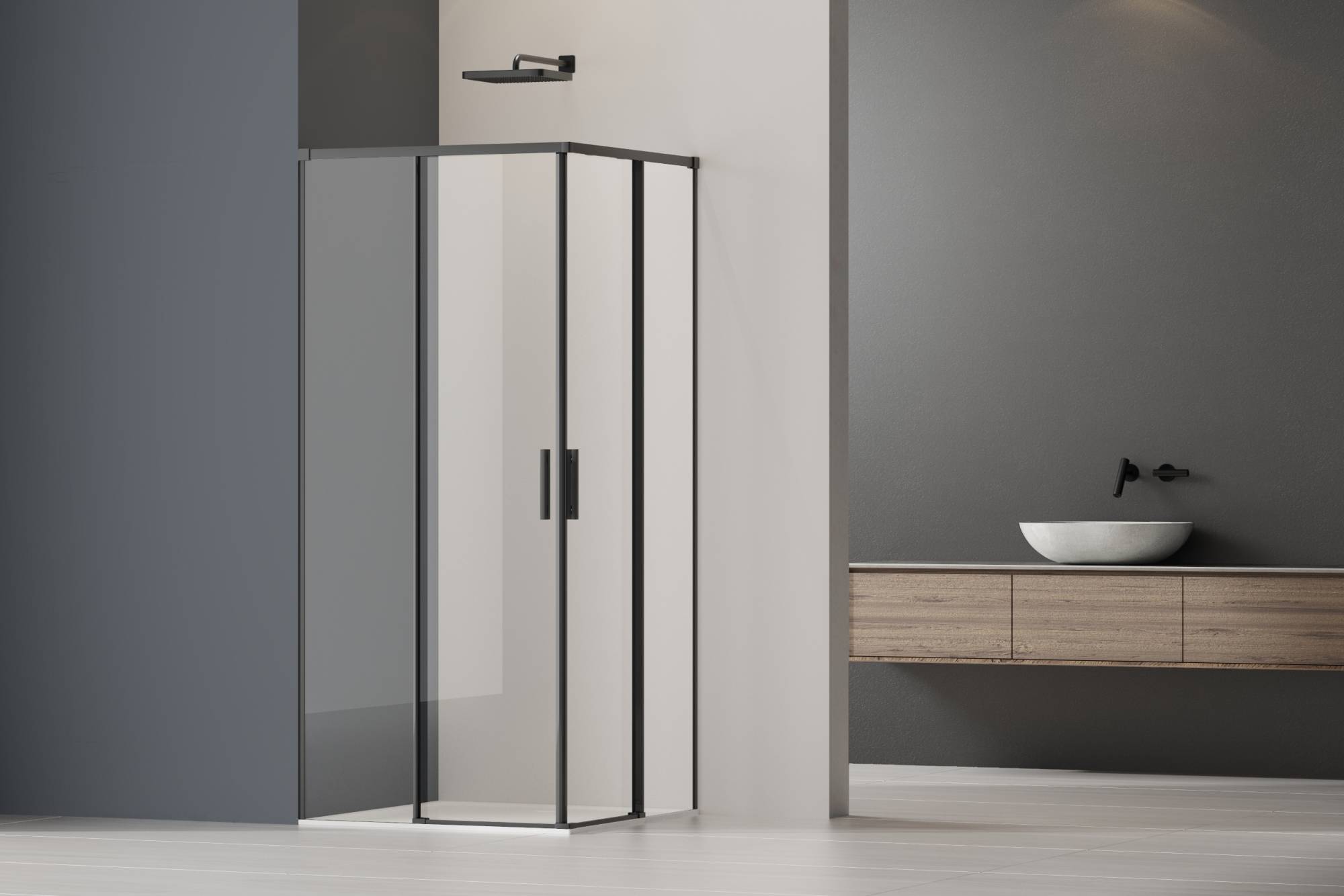 Душевой уголок Vincea Soft 2 VSS-3SO2800CLB профиль черный, стекло прозрачное, 80x80x200 фото 2