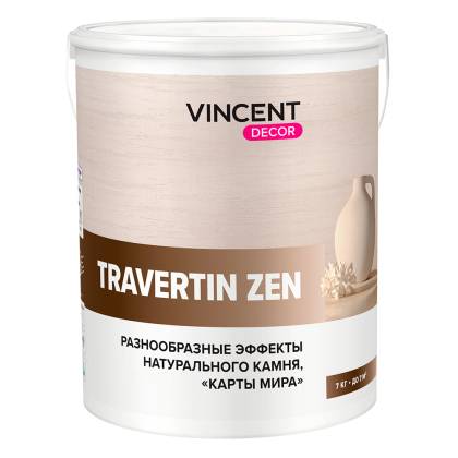 Штукатурка декоративная акриловая с эффектом натурального камня Vincent decor Travertin Zen 7 кг
