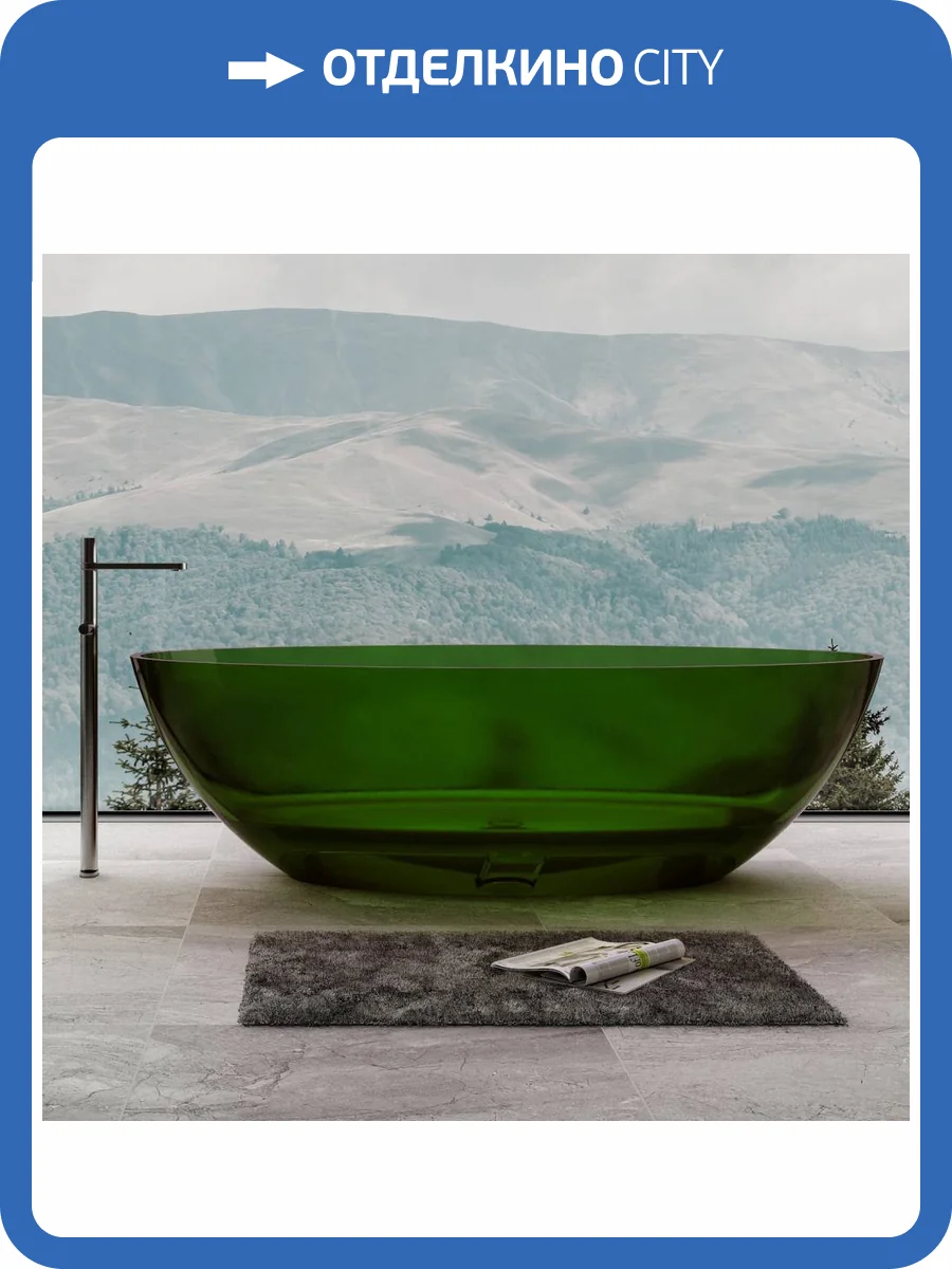 Прозрачная ванна Abber Kristall AT9702Emerald 180x85 зеленая фото 6