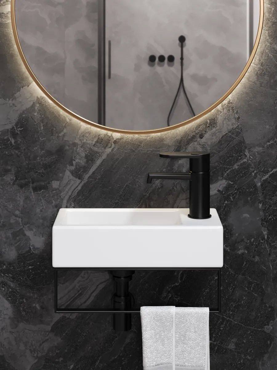 Раковина Watersense Mia 37 W00027 правая, белая фото 10