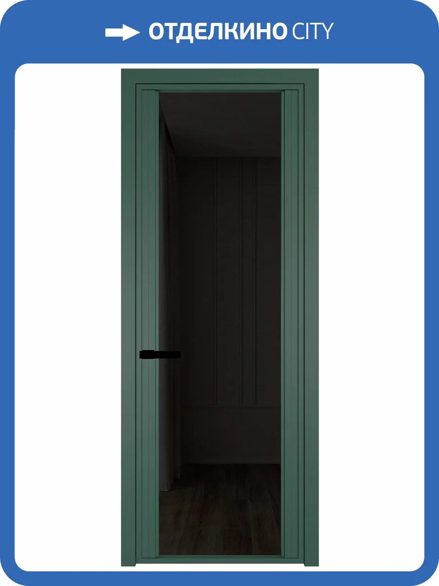 Межкомнатная дверь Profil Doors 2 AGP цвет профиля Зеленый воск, стекло безопасное 6 мм черное тонированное 600x2000 фото 2