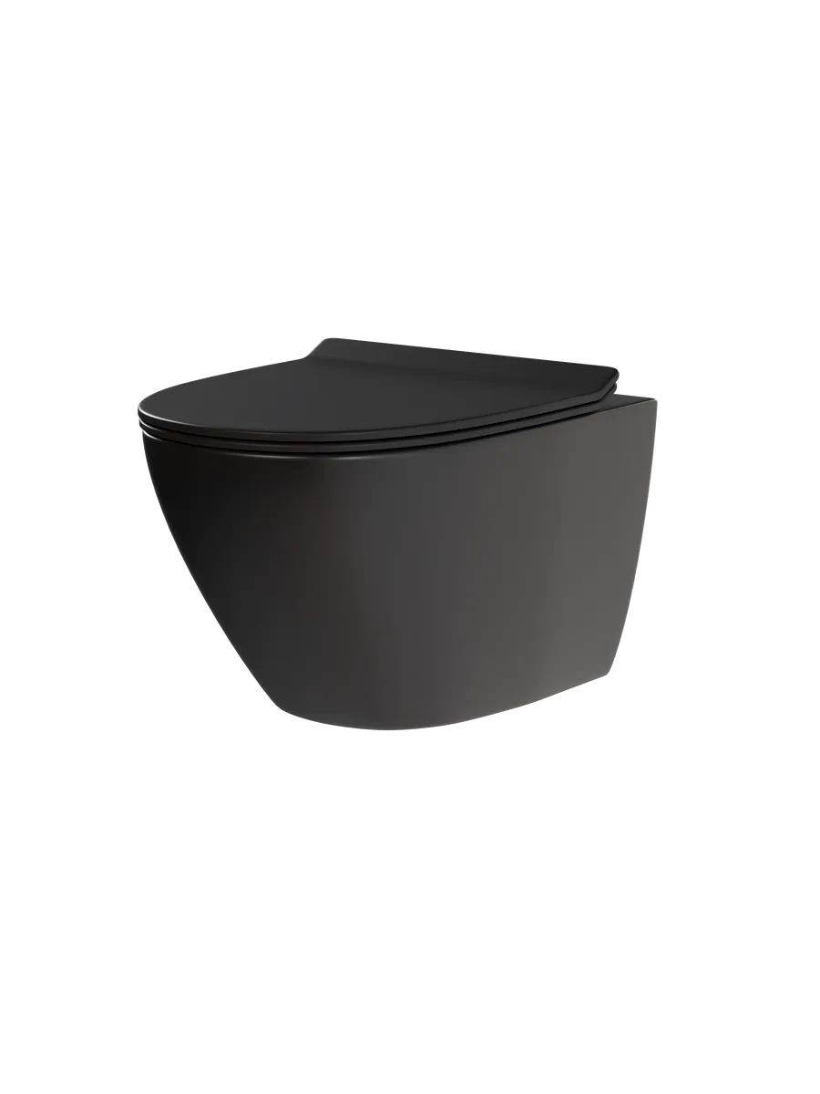 Унитаз подвесной Watersense Milana Pro Vortex W00160 безободковый, сиденье микролифт, черный матовый фото 13