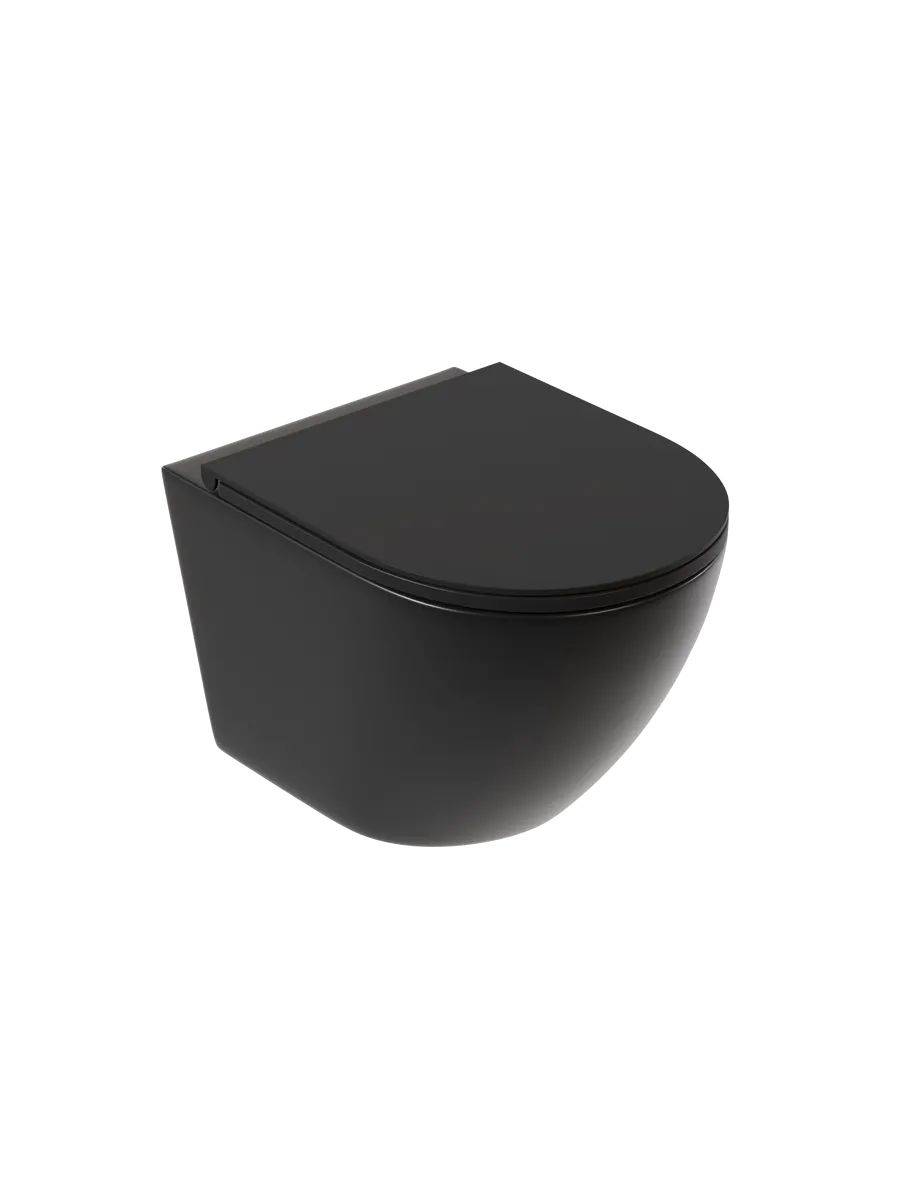 Унитаз подвесной Watersense Milana S W00080 безободковый, сиденье микролифт, черный матовый фото 10