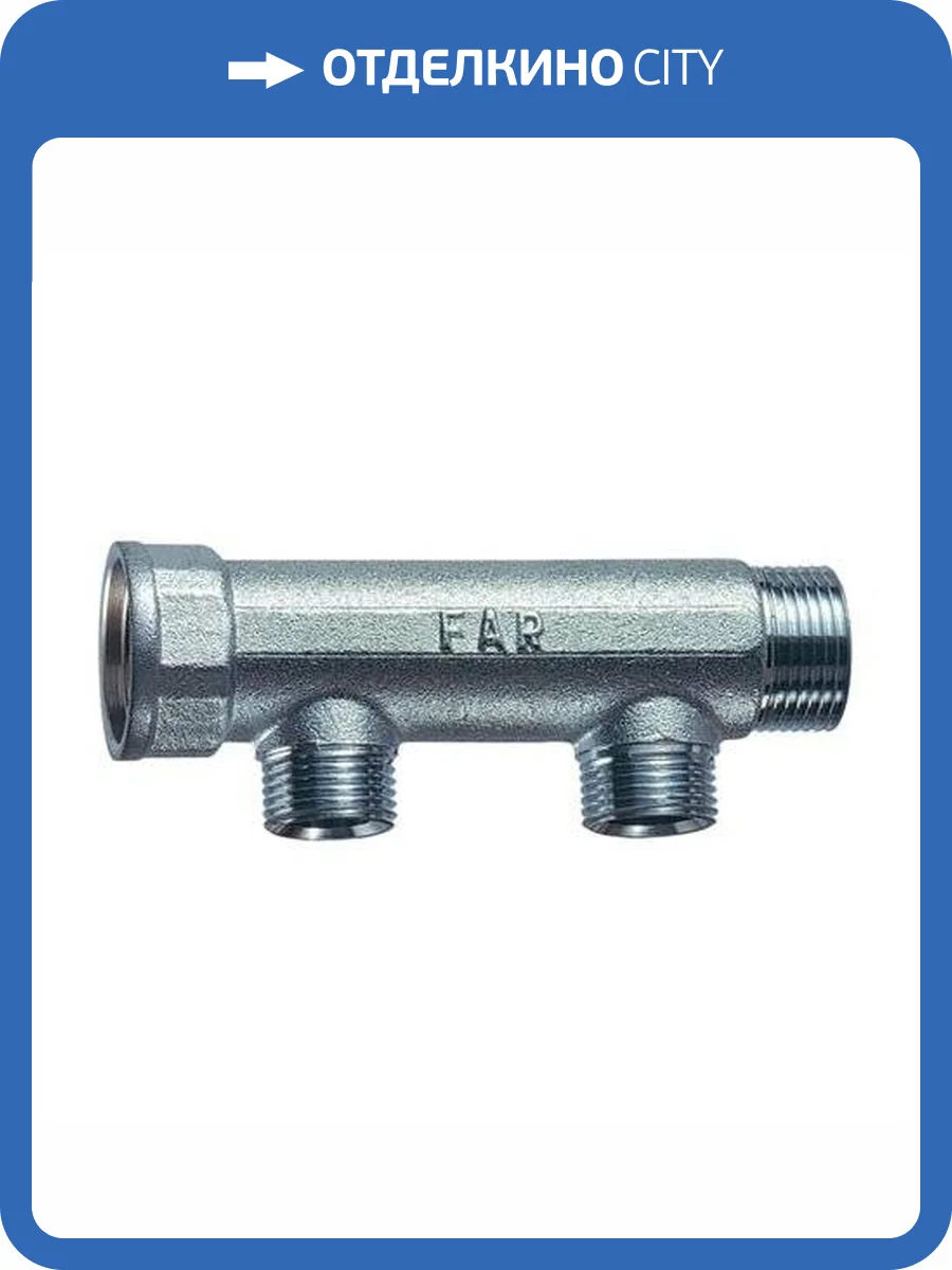 Коллектор FAR нерегулируемый проходной с трубной резьбой 3/4x1/2 с 2 контурами фото 2