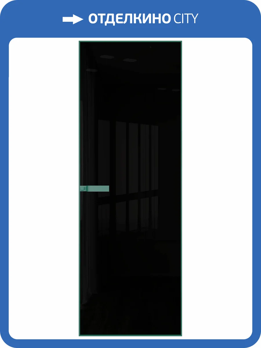 Межкомнатная дверь Profil Doors 1 AGN цвет профиля Зеленый воск, стекло безопасное 4 мм lacobel черный лак 700x2000 фото 2
