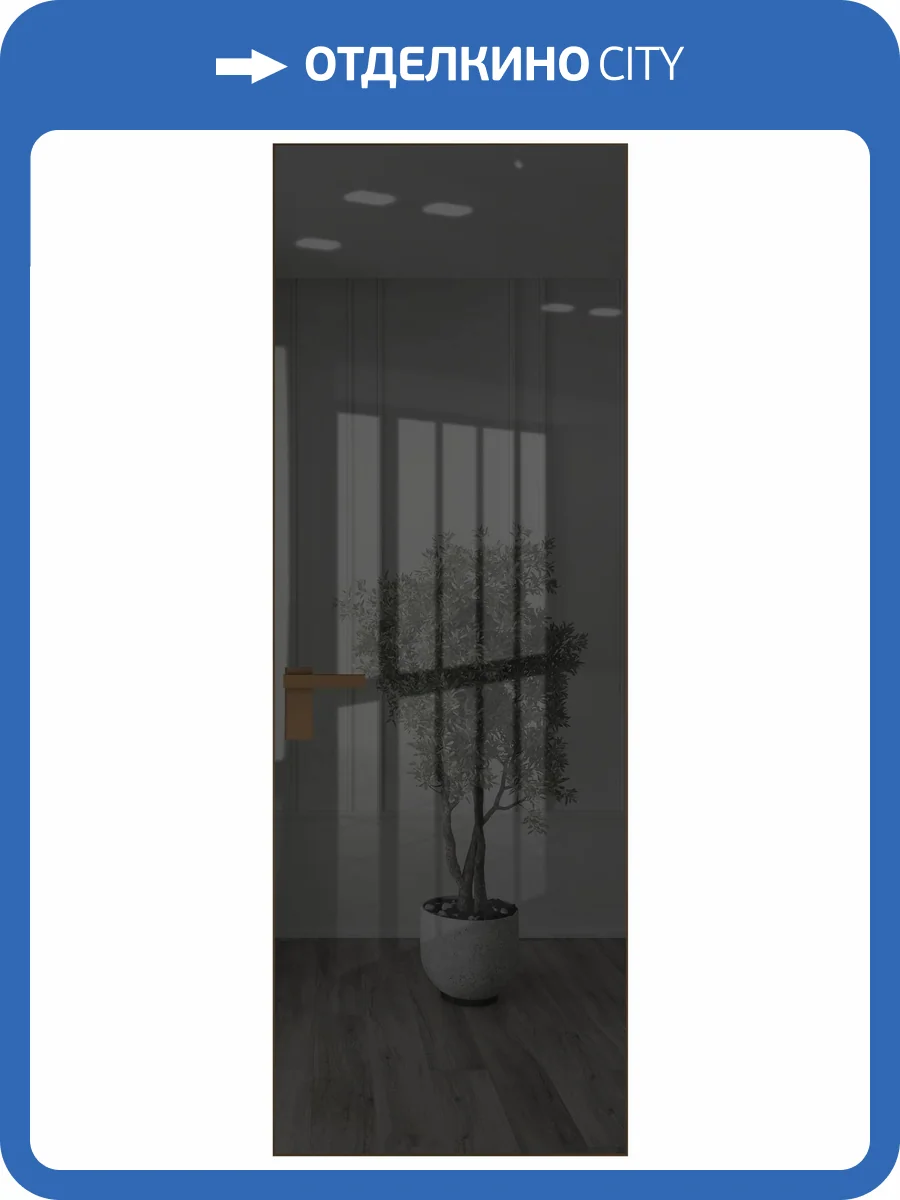 Межкомнатная дверь Profil Doors 1 AGK цвет профиля Деорэ, стекло безопасное 4 мм зеркало серое 800x2000 фото 2