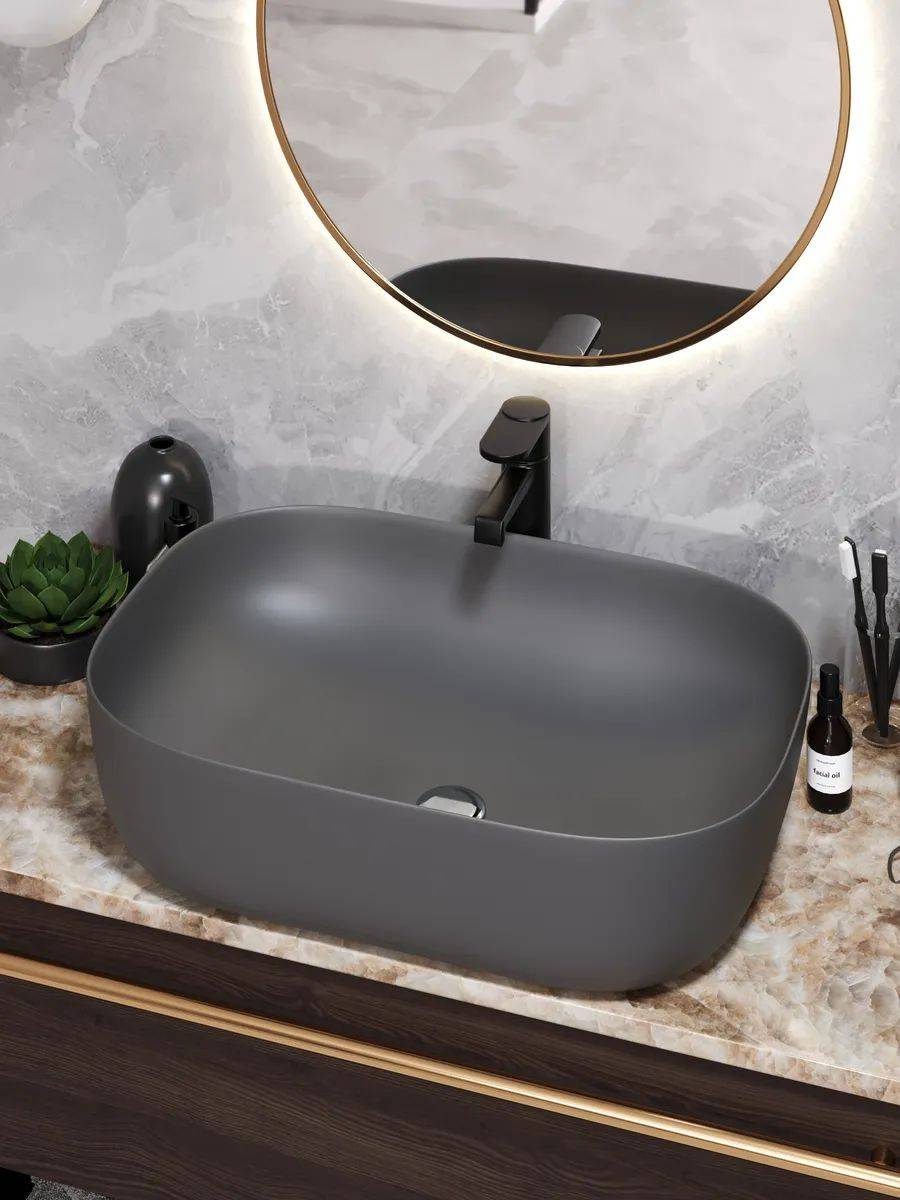 Раковина Watersense Rita 60 W00059 графит матовый фото 8