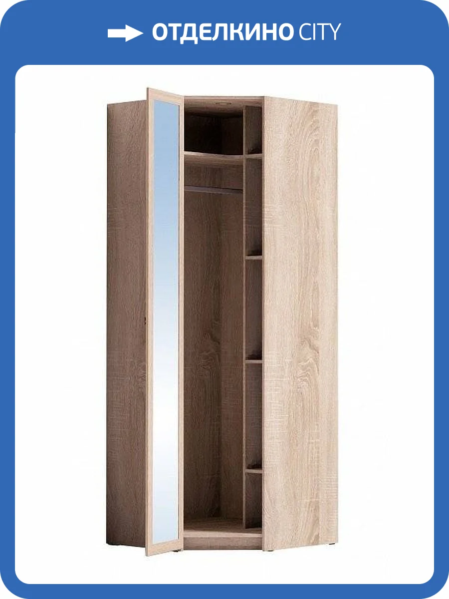 Шкаф угловой с зеркалом ГЛАЗОВ МЕБЕЛЬ Sherlock Н001751 63 дуб сонома фото 2