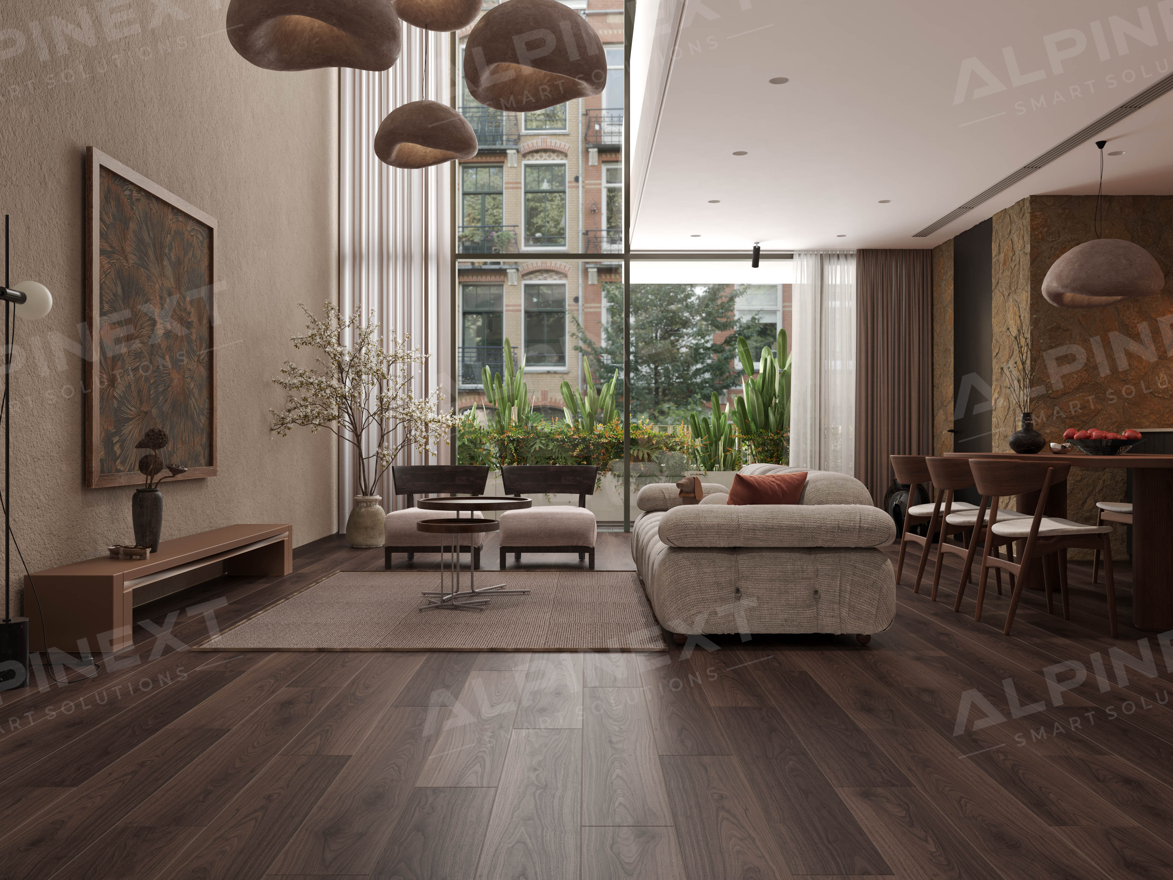 Ламинат Alpinext Quick Style 8/33 4V LF601-08 Дуб темный коричневый 1218x198 фото 4