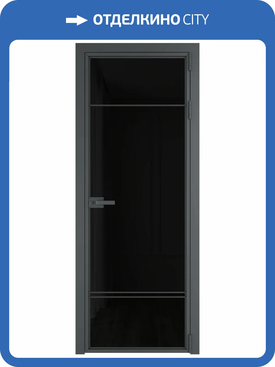 Межкомнатная дверь Profil Doors 4 AX цвет профиля Серая ночь, стекло безопасное 6 мм черный триплекс 700x2000 фото 2