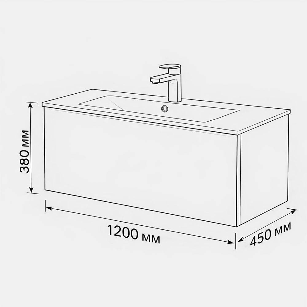 Тумба с раковиной Terminus Vega VEG101201701601OSL графит, 120x38 фото 3