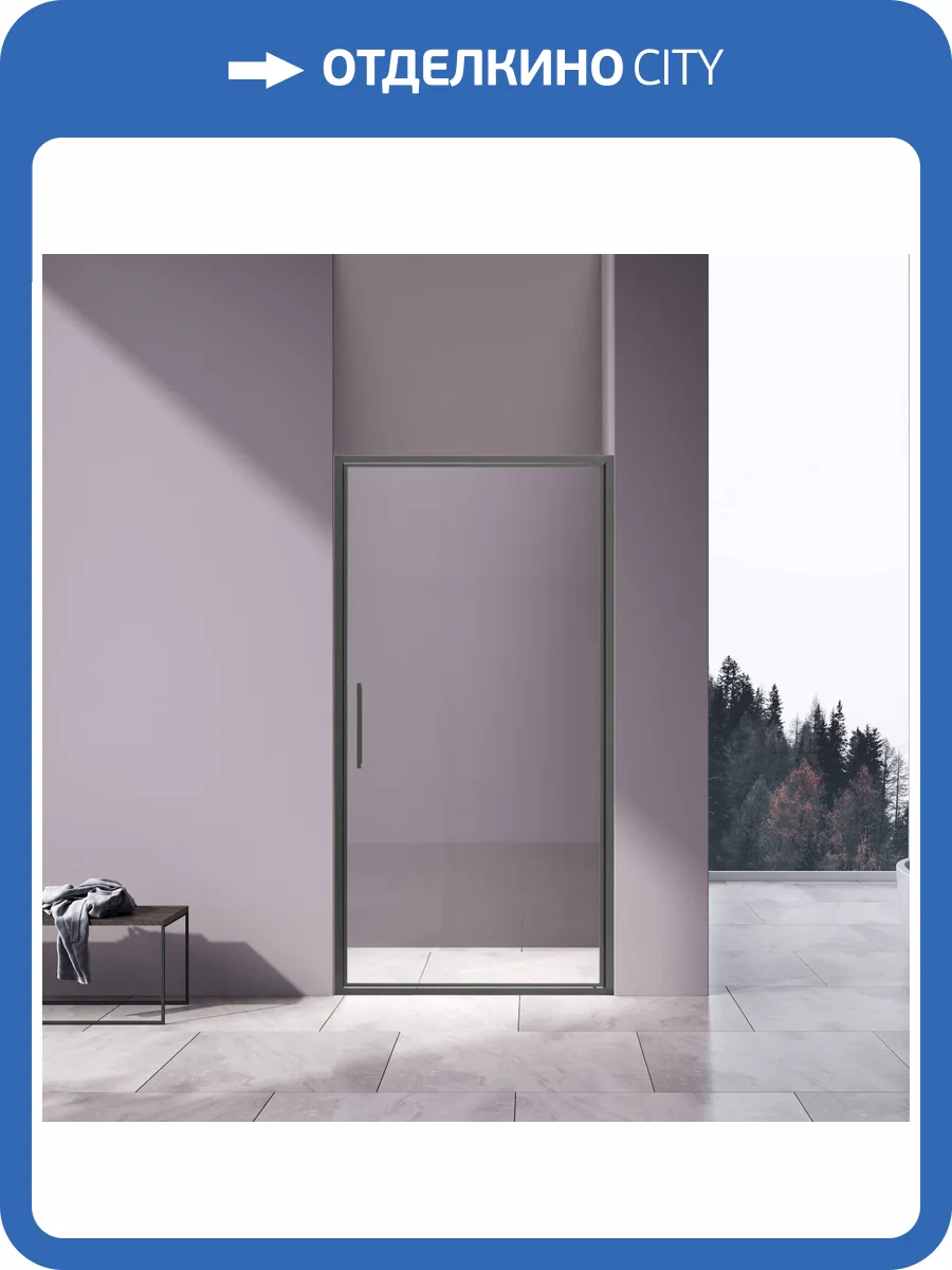 Душевая дверь в нишу Vincea Slim VDP-4SL100CLGM профиль вороненая сталь, стекло прозрачное, 100x195 фото 5