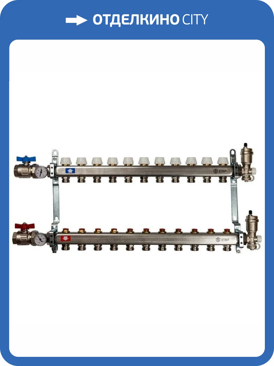 Коллектор Stout из нержавеющей стали в сборе без расходомеров 1/3/4x11, SMS 0912 000011 фото 6