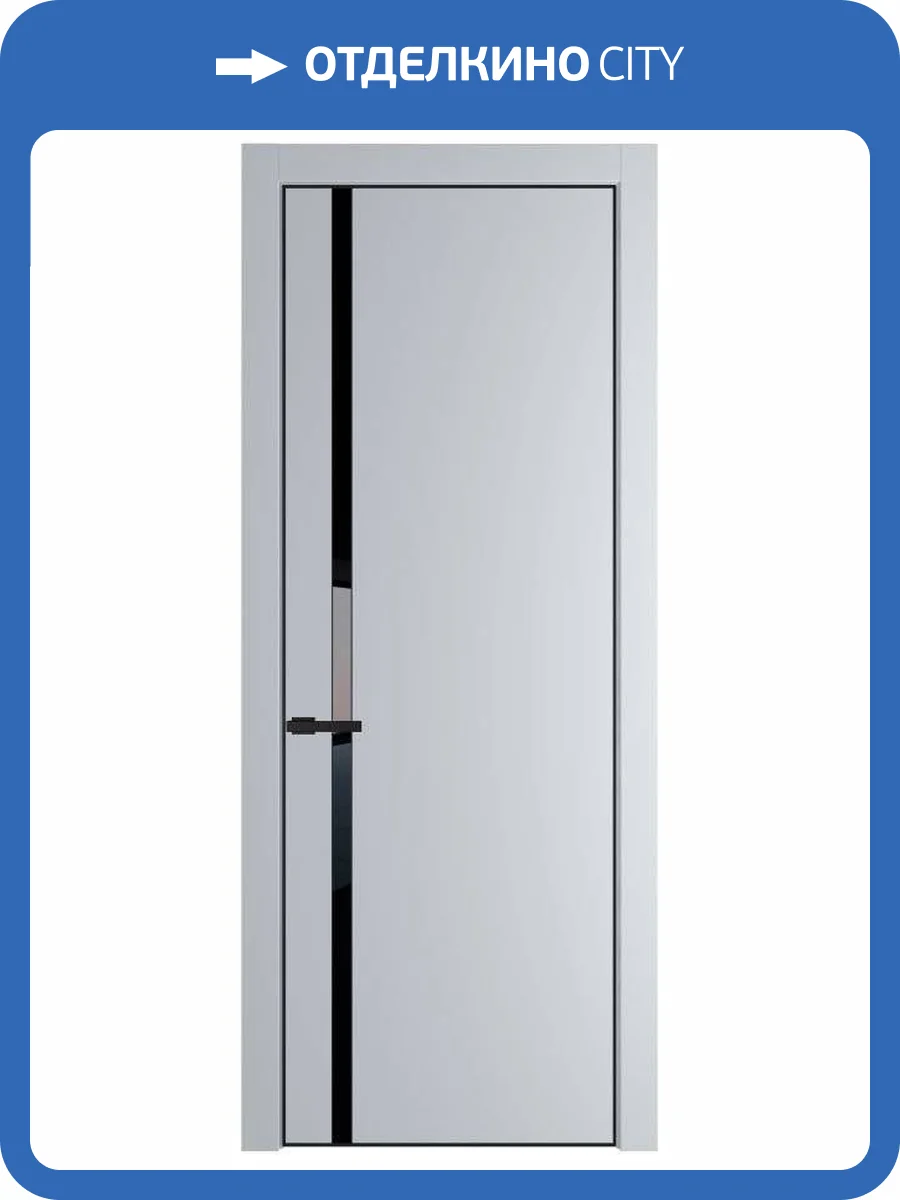 Межкомнатная дверь Profil Doors 21 PE полотно Лайт Грей, кромка алюминиевая с четырех сторон черная, стеклянная вставка черный лак 600x2000 фото 2