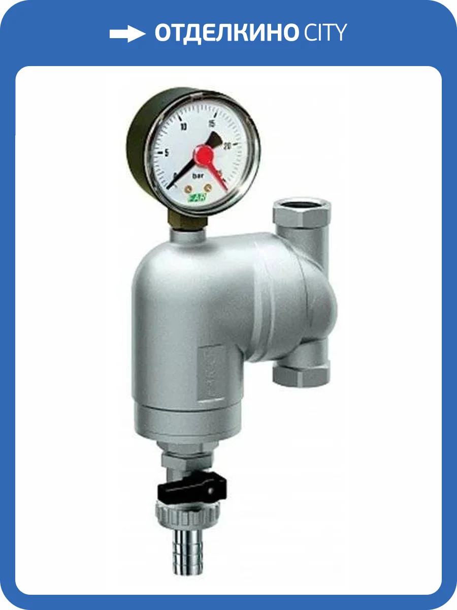 Фильтр для воды FAR 100мкм, с манометром, Max: 95 C, 25 бар. поворотный 3/4 ВР фото 2