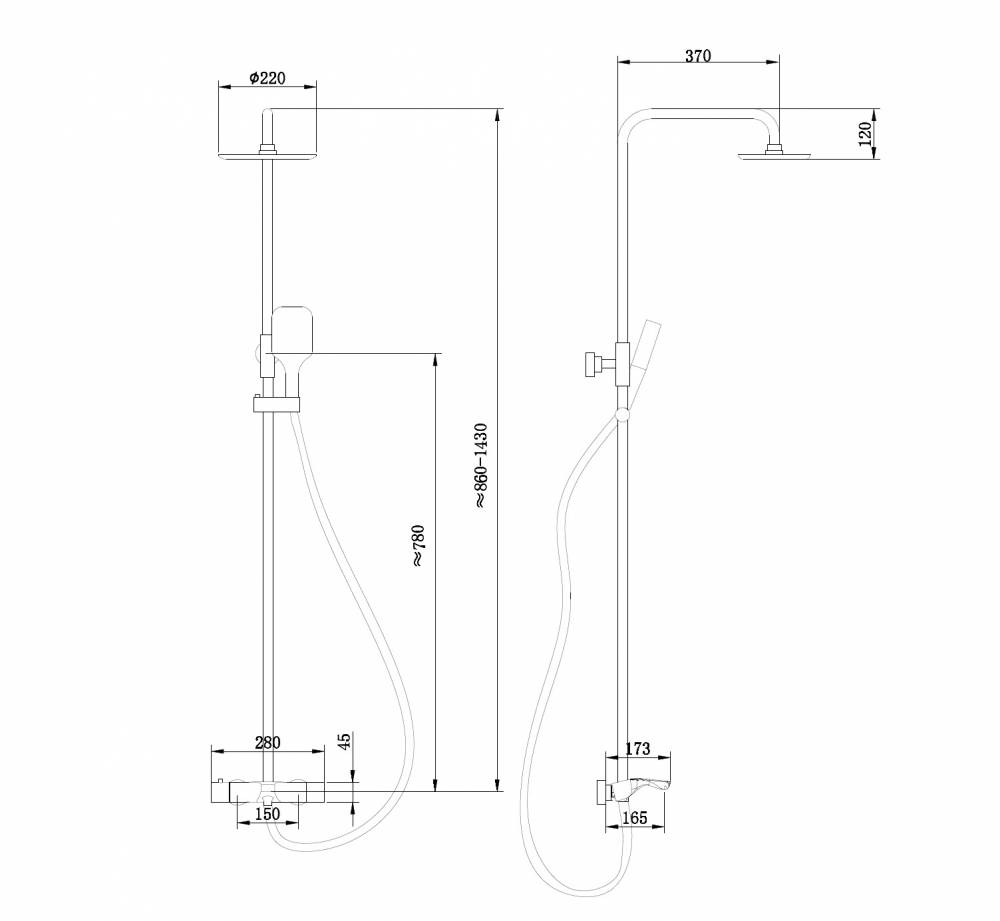 Душевая стойка Abber Thermostat AF8516FWL с изливом и термостатом, белая матовая фото 4