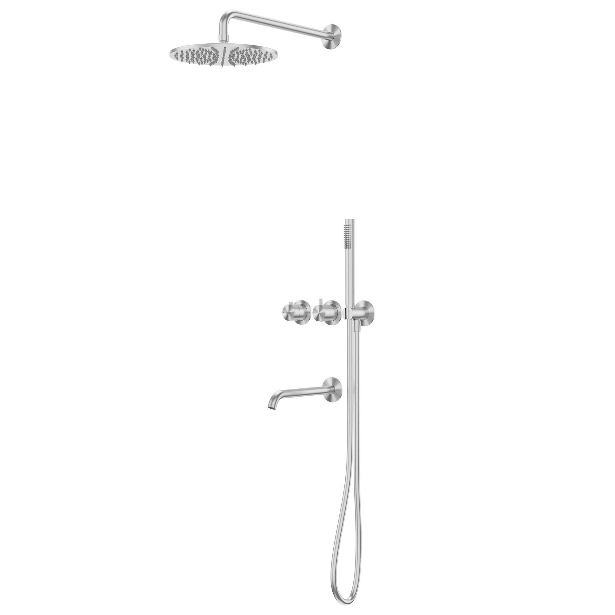 Душевая система Abber Wasser Kreis 316 AF8150BST с изливом и термостатом, брашированная сталь