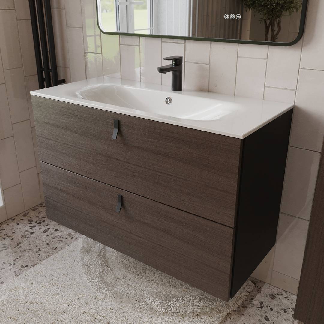 Тумба с раковиной Terminus Kontur KON101002200001O венге, графит, 100x62