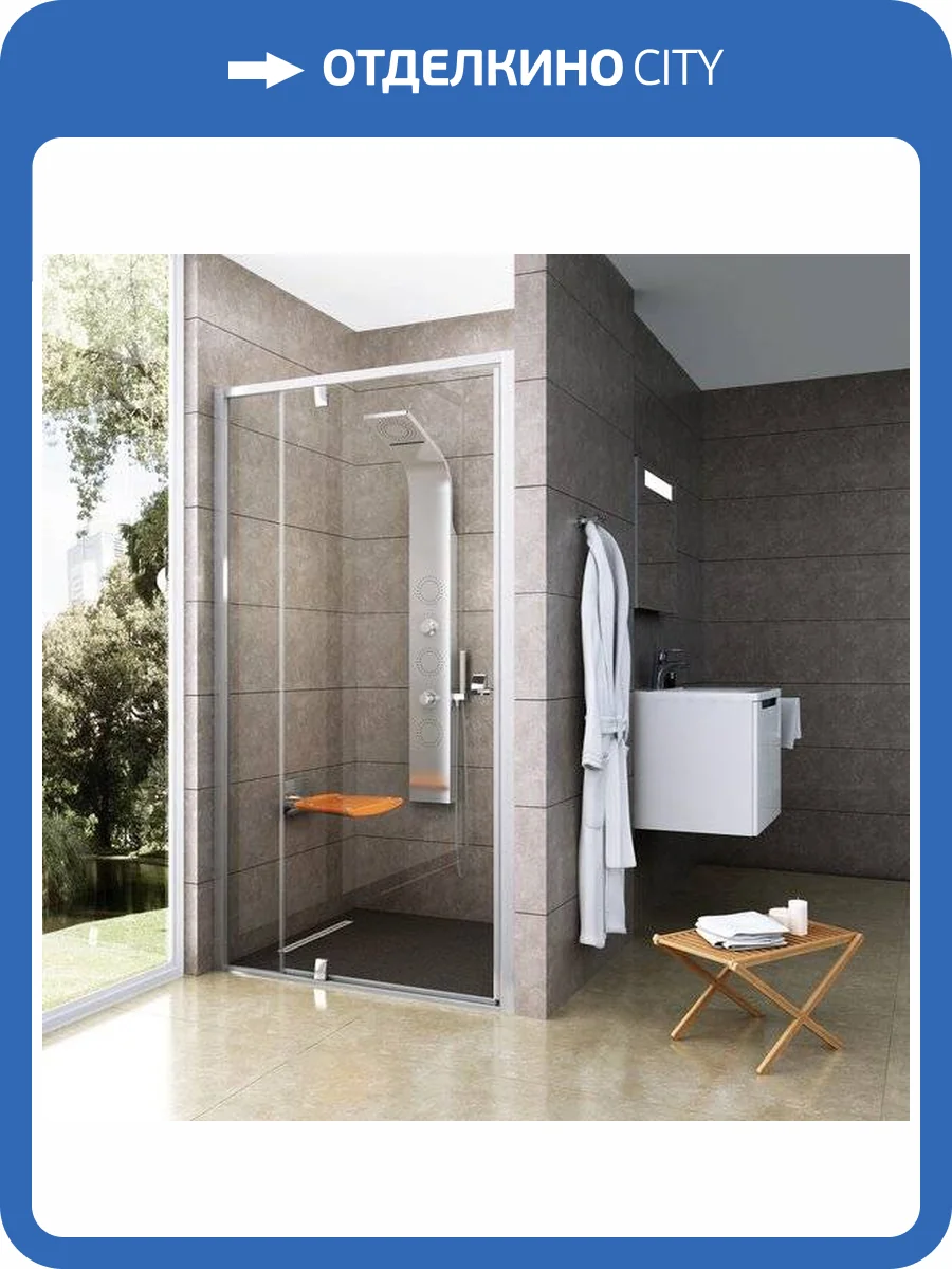 Душевая дверь в нишу Ravak PDOP2-110 Transparent, профиль сатин + защитное средство фото 7