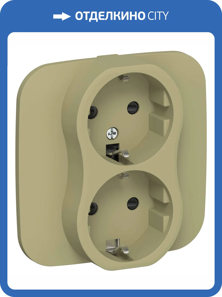 Розетка 2-местная с заземлением и шторками IEK Flite FI-R24A-16-K26 оливковый фото 2