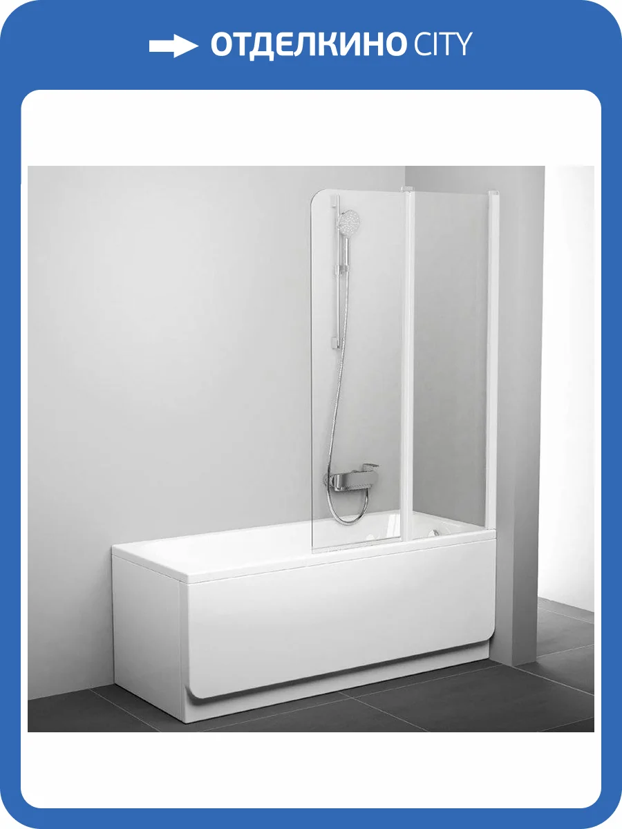 Шторка на ванну Ravak CVS2-100 R Transparent, профиль белый фото 6