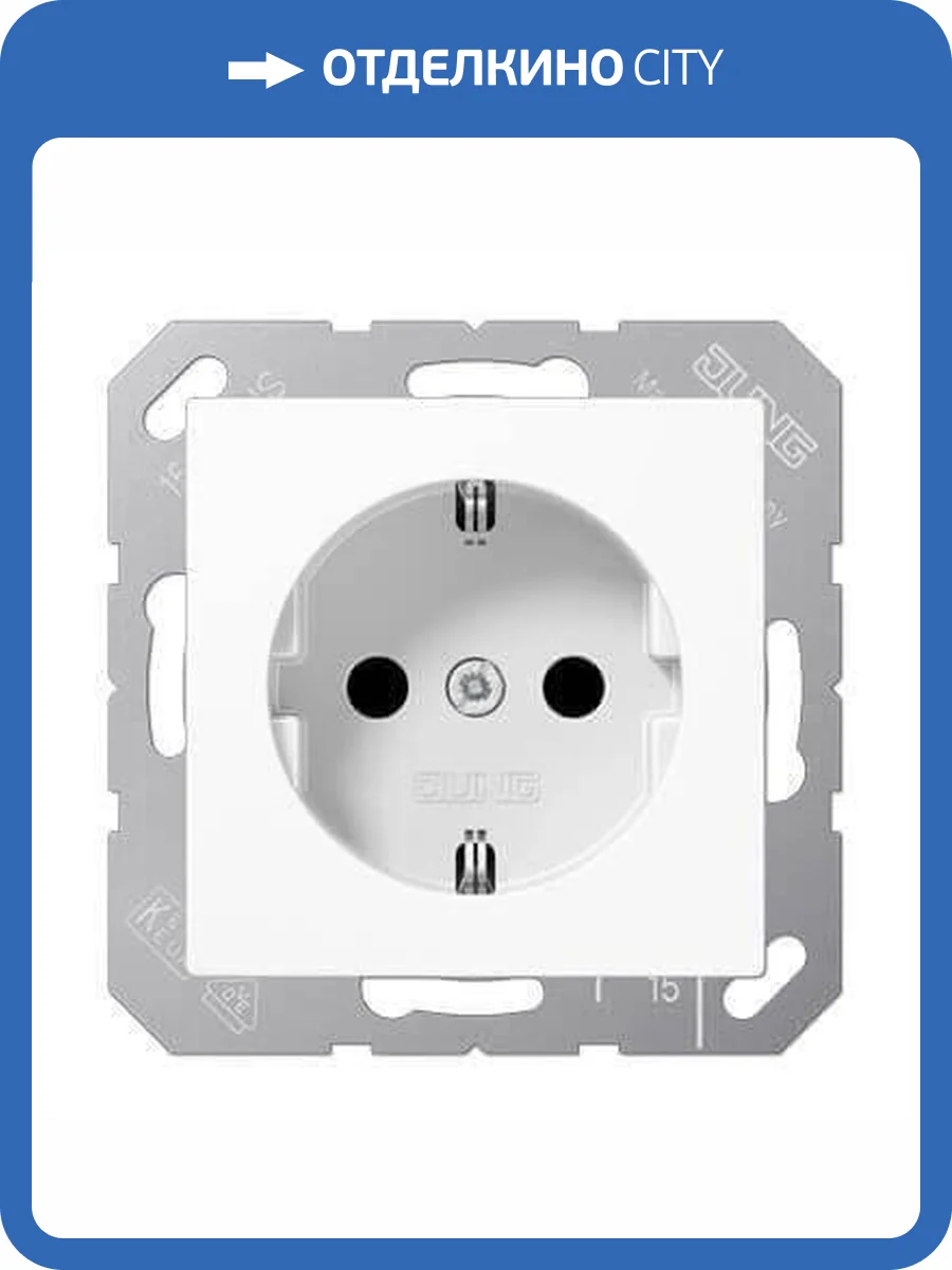 Розетка с заземлением с защитными шторками безвинтовой зажим Jung A 500 белая A1520KIWW фото 2