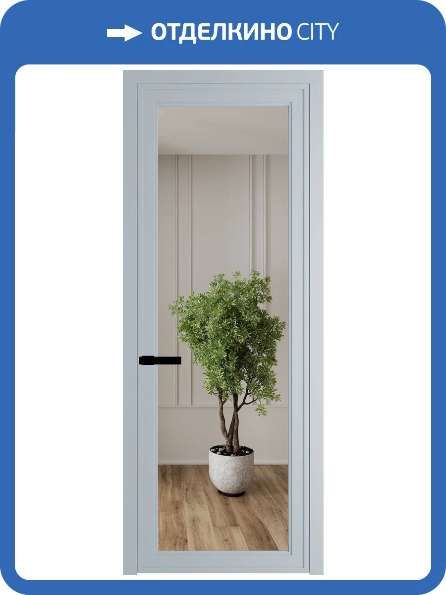 Межкомнатная дверь Profil Doors 1 AGP цвет профиля Серебро, стекло безопасное 6 мм зеркало 700x2000 фото 2