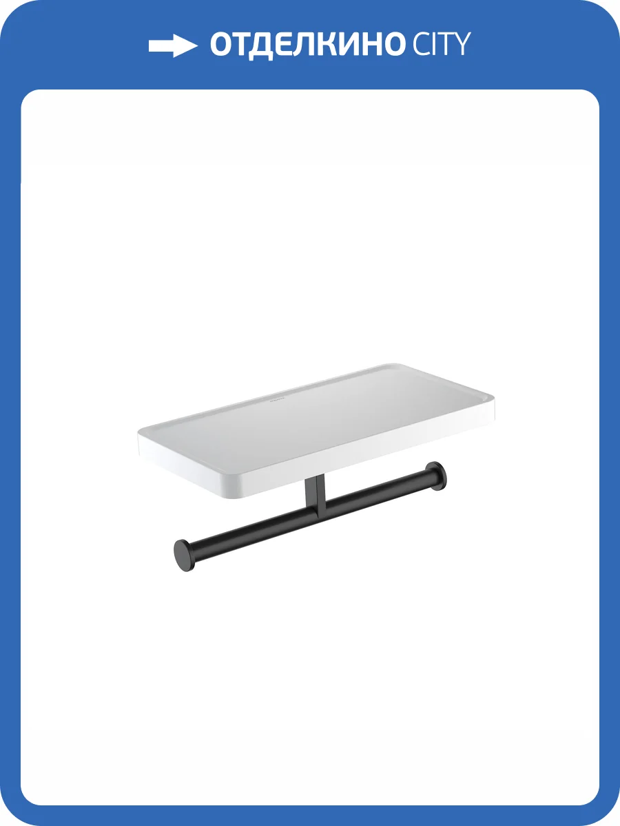 Держатель туалетной бумаги Aquatek Европа AQ4919MB двойной с полкой, черный матовый фото 9