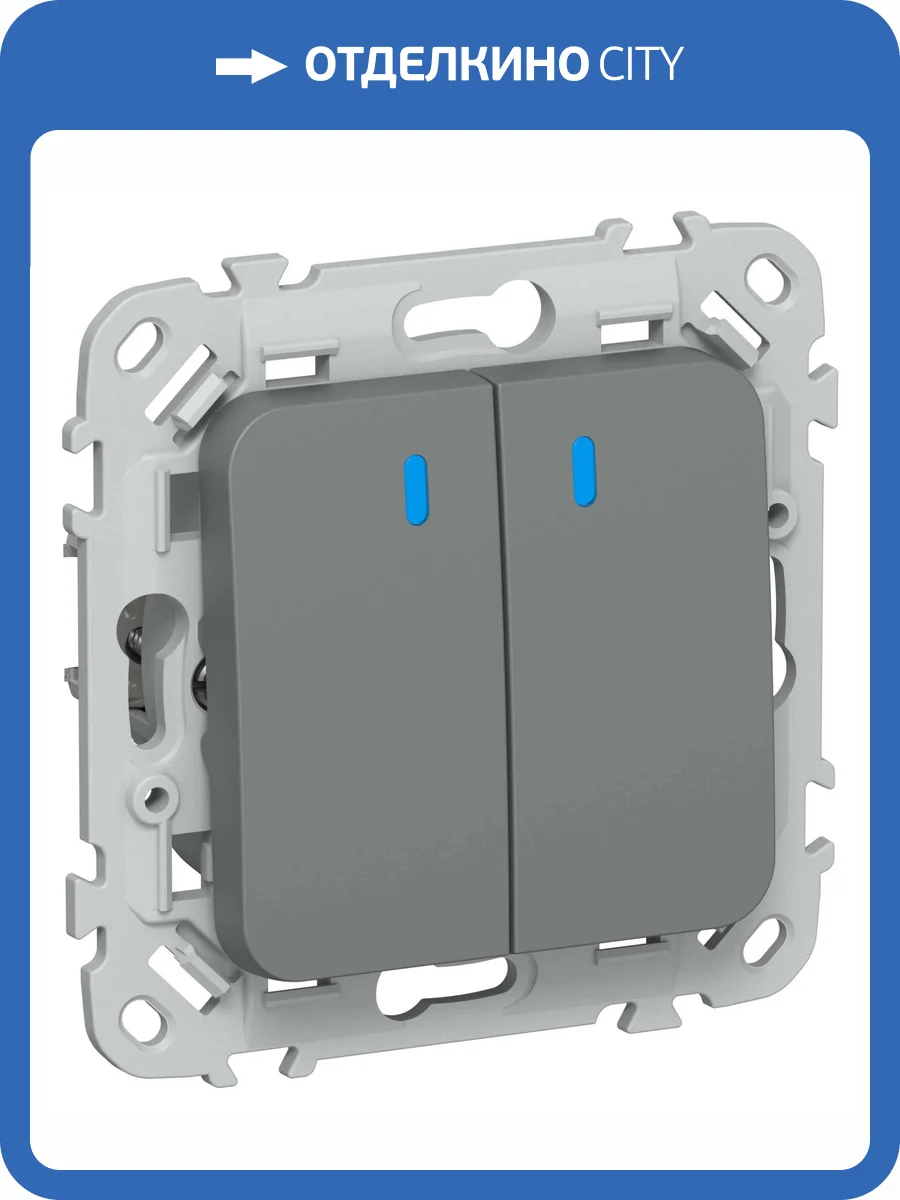 Выключатель 2-клавишный IEK Flite FI-V24-1-10-1-K80 мокрый асфальт фото 2