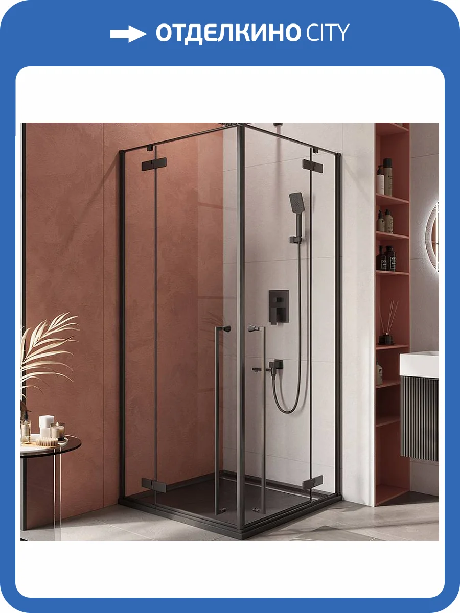 Душевой уголок Cezares Liner LINER-A-2-90-C-NERO профиль черный матовый, стекло прозрачное, 90x90 фото 8
