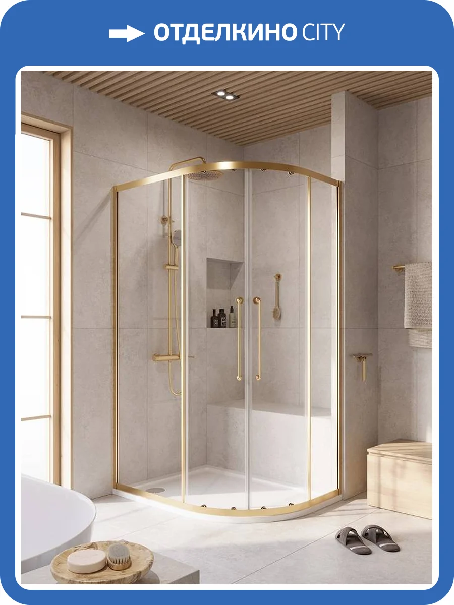 Душевой уголок Cezares RELAX-304-RH-2-120/90-C-BORO профиль брашированное золото, стекло прозрачное, 120x90x200 фото 7