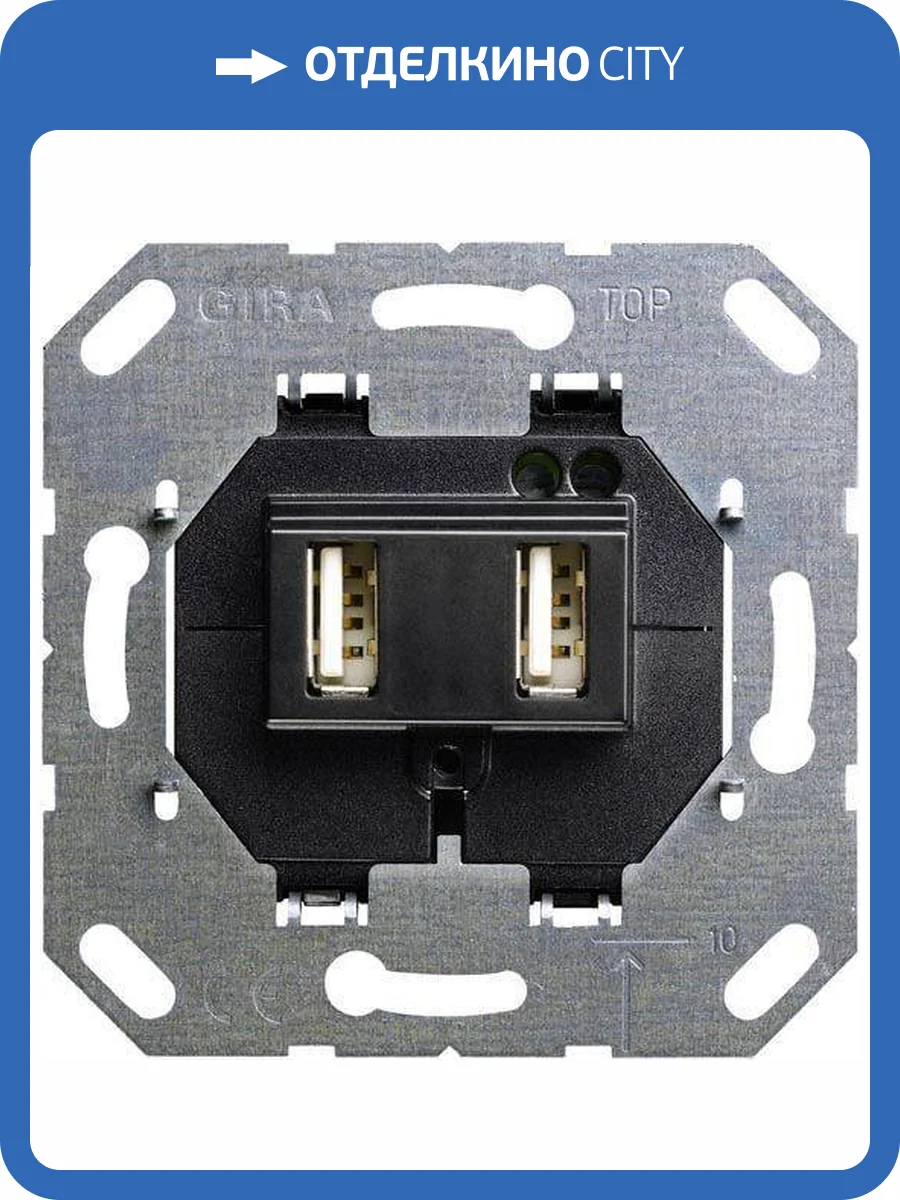 Розетка двойная USB А Gira System 55 для электропитания выходы 235900 фото 2