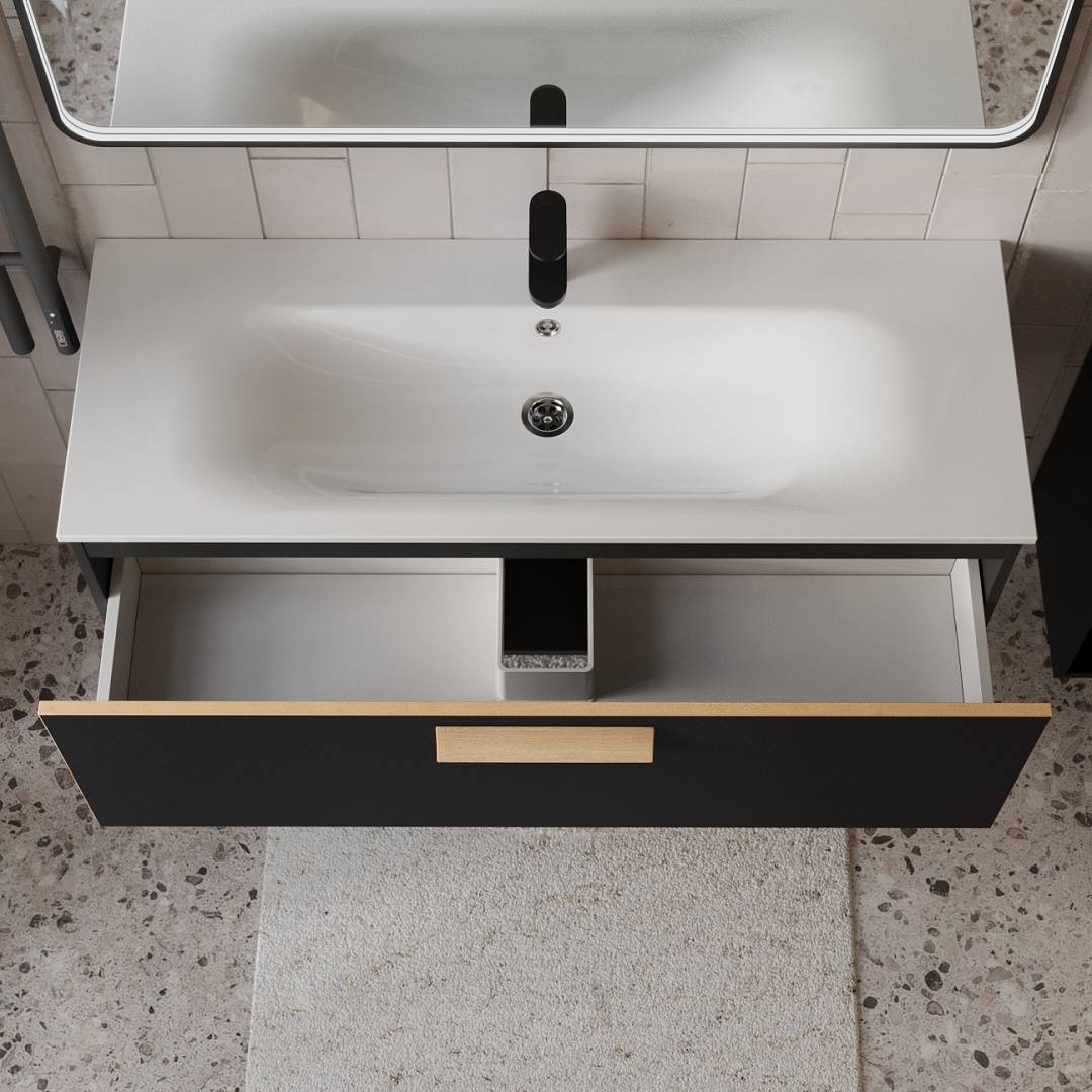 Тумба с раковиной Terminus Noto NOT101201099901O черный soft touch, 120x38 фото 2