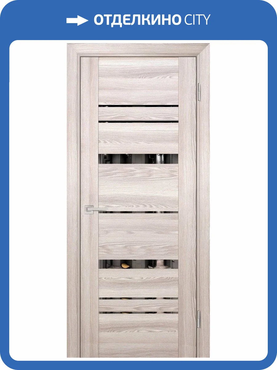 Межкомнатная дверь Profilo Porte экошпон PSK-2, остеклённая, зеркало, ривьера крен-экрю 550x1900 фото 2