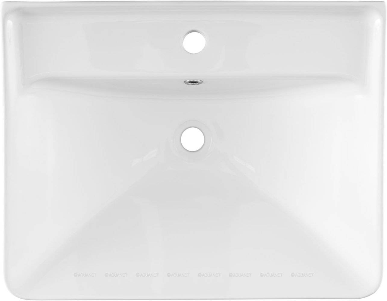 Тумба с раковиной Aquanet Ирис new 60 312425 подвесная, белый глянец, 2 ящика, раковина Ирис-Т 00346264 фото 4