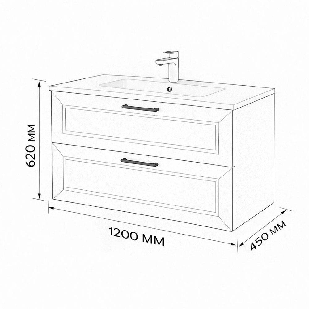 Тумба с раковиной Terminus Victoria VIC101202900301O белый, 120x62 фото 3