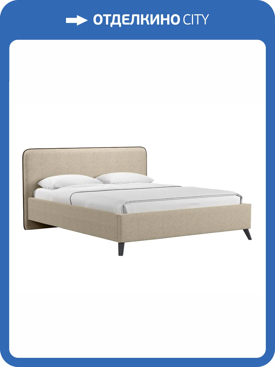 Кровать Нижегородмебель Миа bravo light brown (бежево-коричневый)/кант лайт 10 велюр 180x200 фото 4