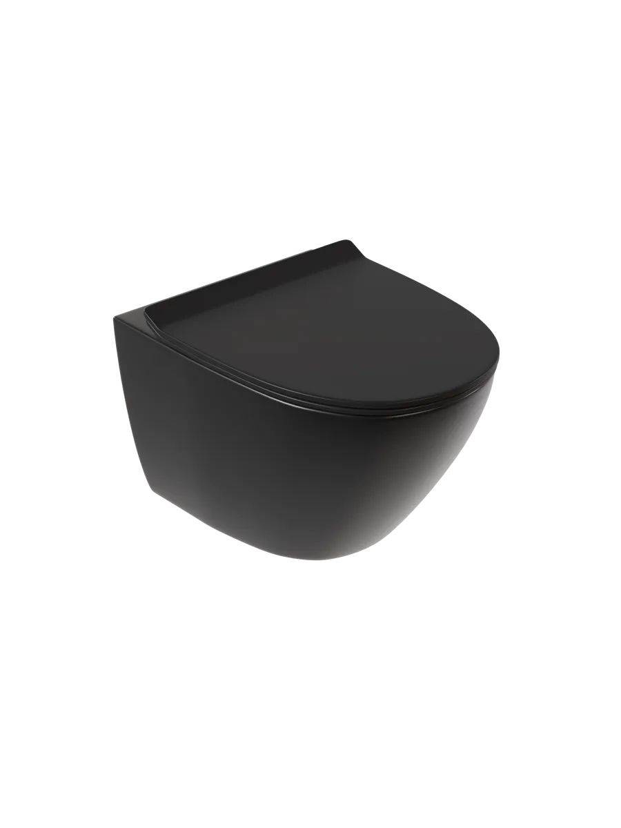 Унитаз подвесной Watersense Milana Pro Vortex W00160 безободковый, сиденье микролифт, черный матовый фото 10