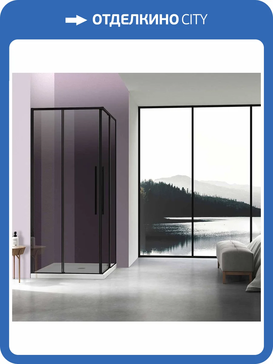 Душевой уголок Vincea Slim-N VSS-4SN900CGB 900x900, профиль черный, стекло тонированное фото 4