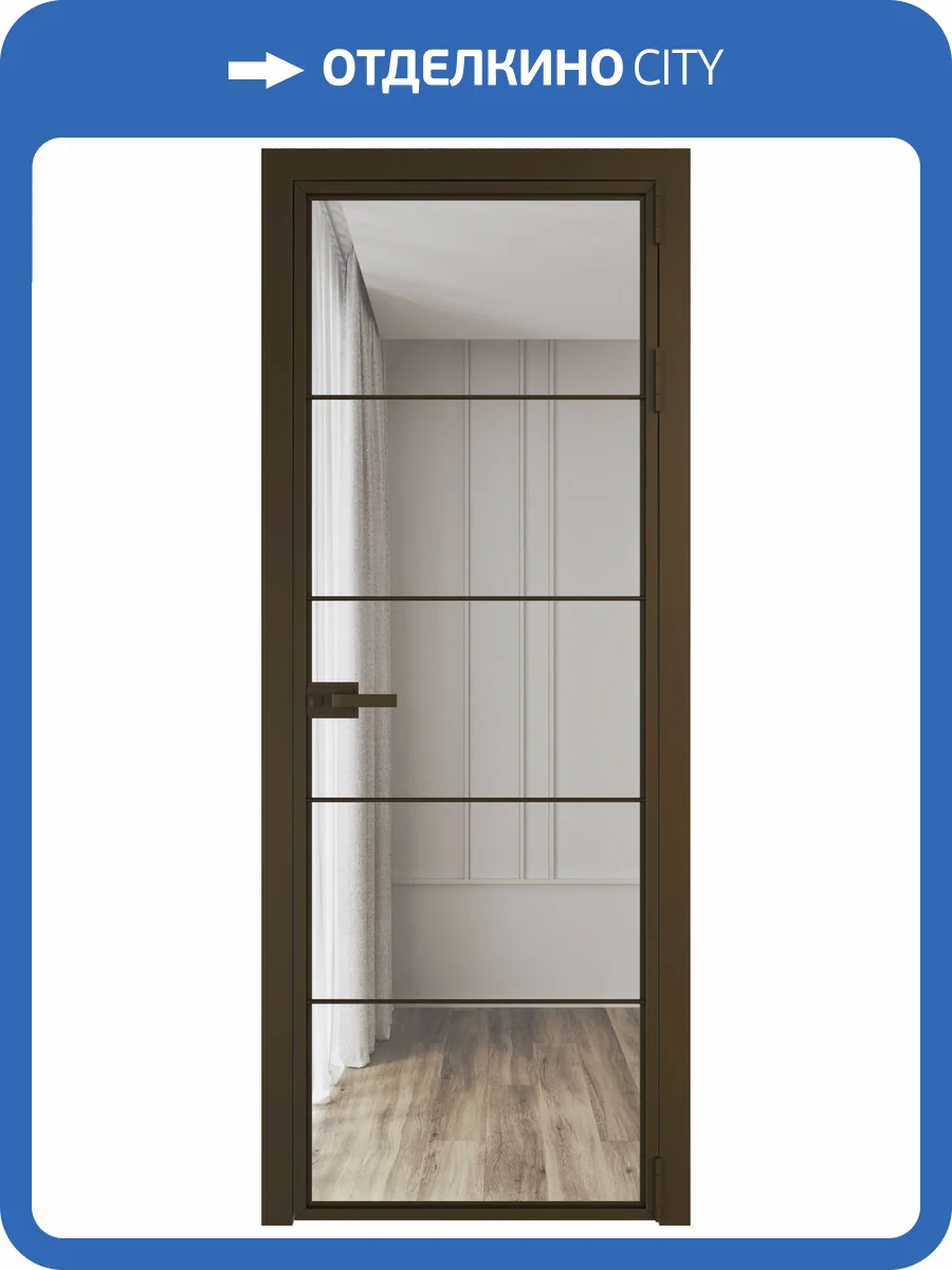 Межкомнатная дверь Profil Doors 5 AX цвет профиля Деорэ, стекло безопасное 6 мм прозрачное 700x2000 фото 2