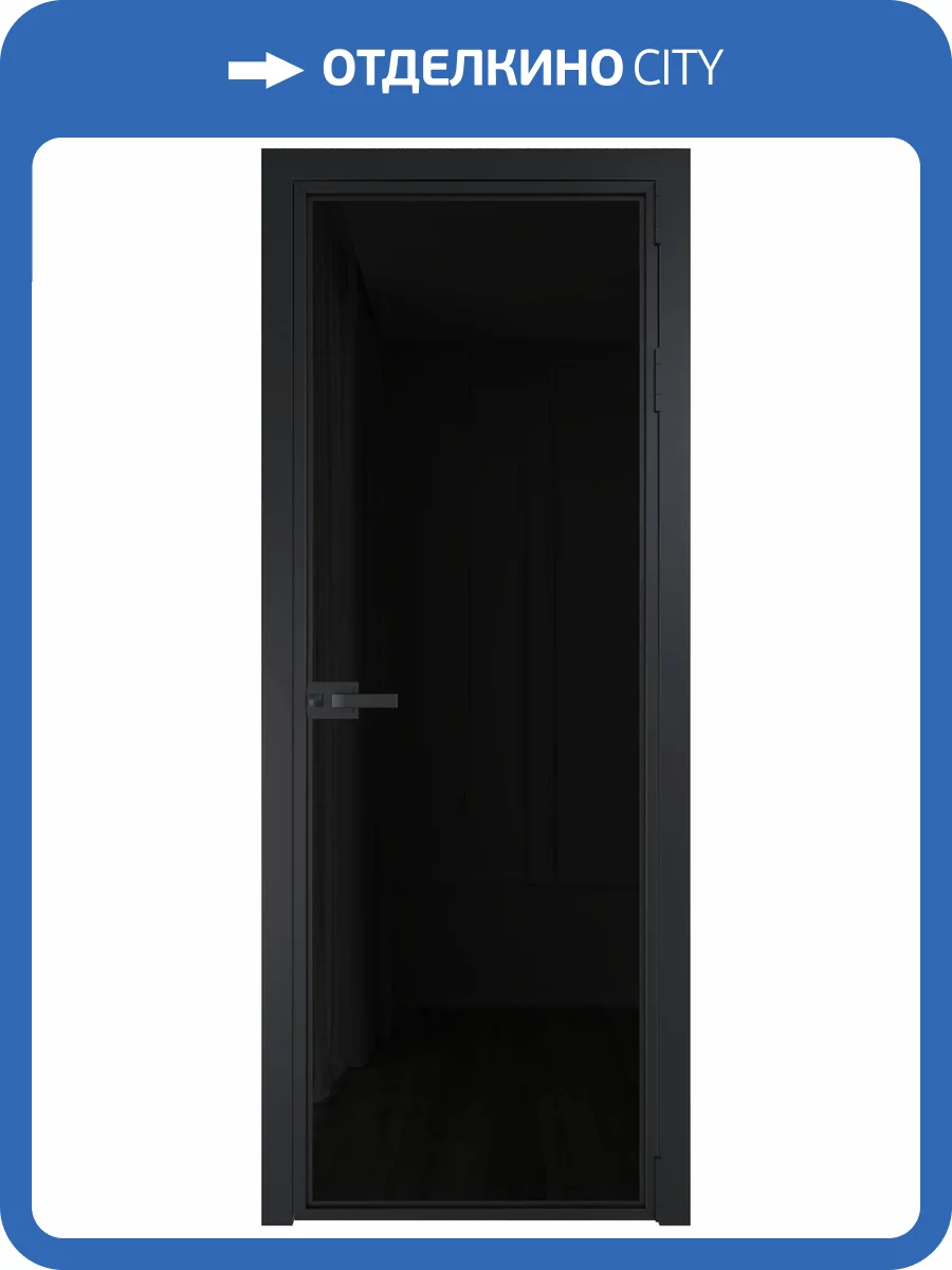 Межкомнатная дверь Profil Doors 1 AX цвет профиля Черный, стекло безопасное 6 мм черный триплекс 800x2000 фото 2