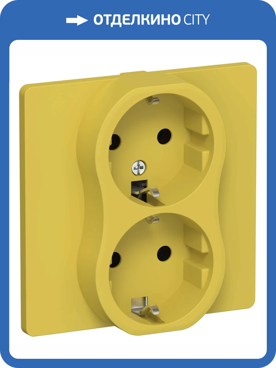 Розетка 2-местная с заземлением IEK Flite FI-R21C-16-1-K44 желтый карри фото 2