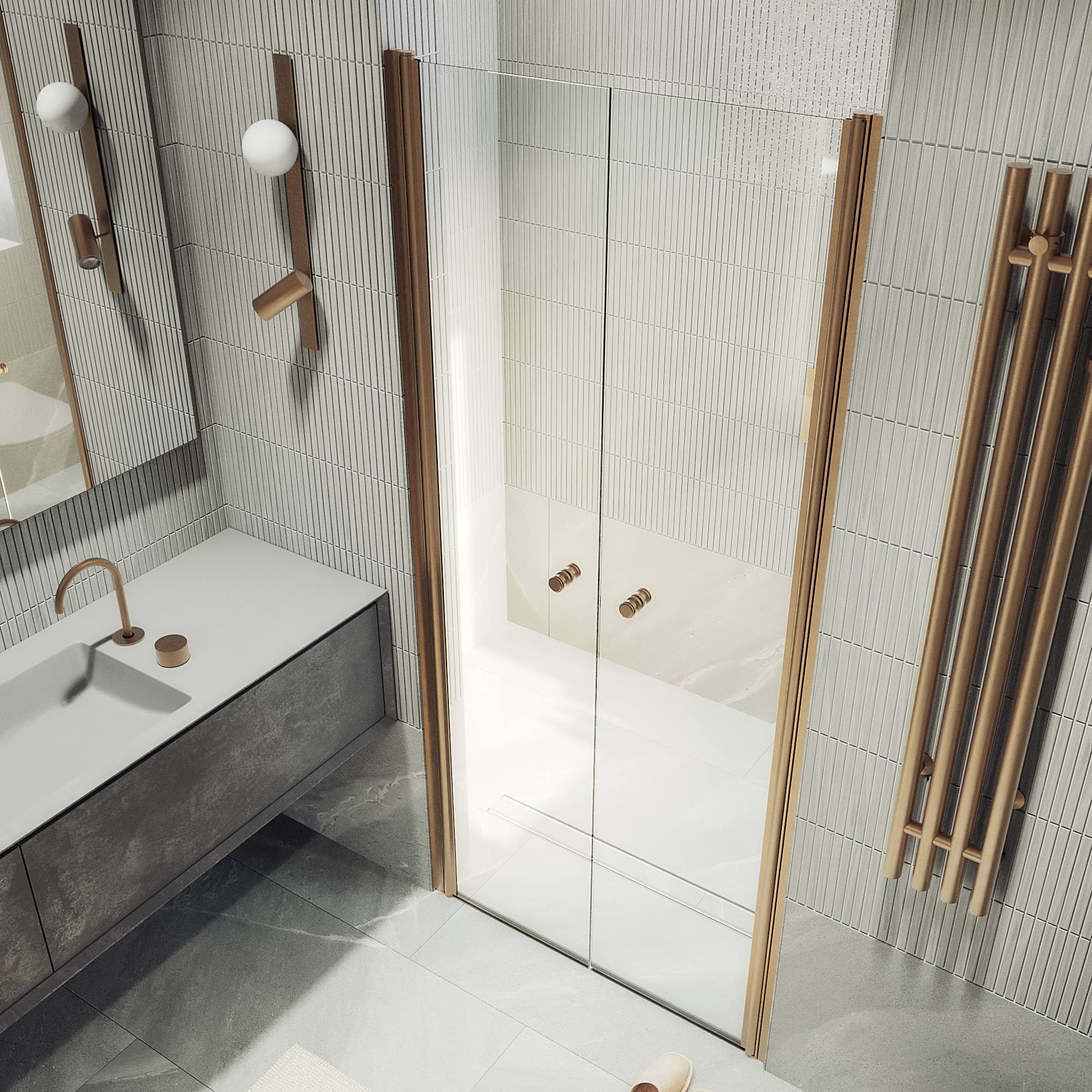 Современная стеклянная дверь в ванной